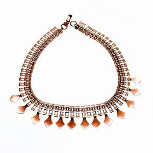 Vintage 1970s Copper Tone Boho Mod Statement Choker Necklace